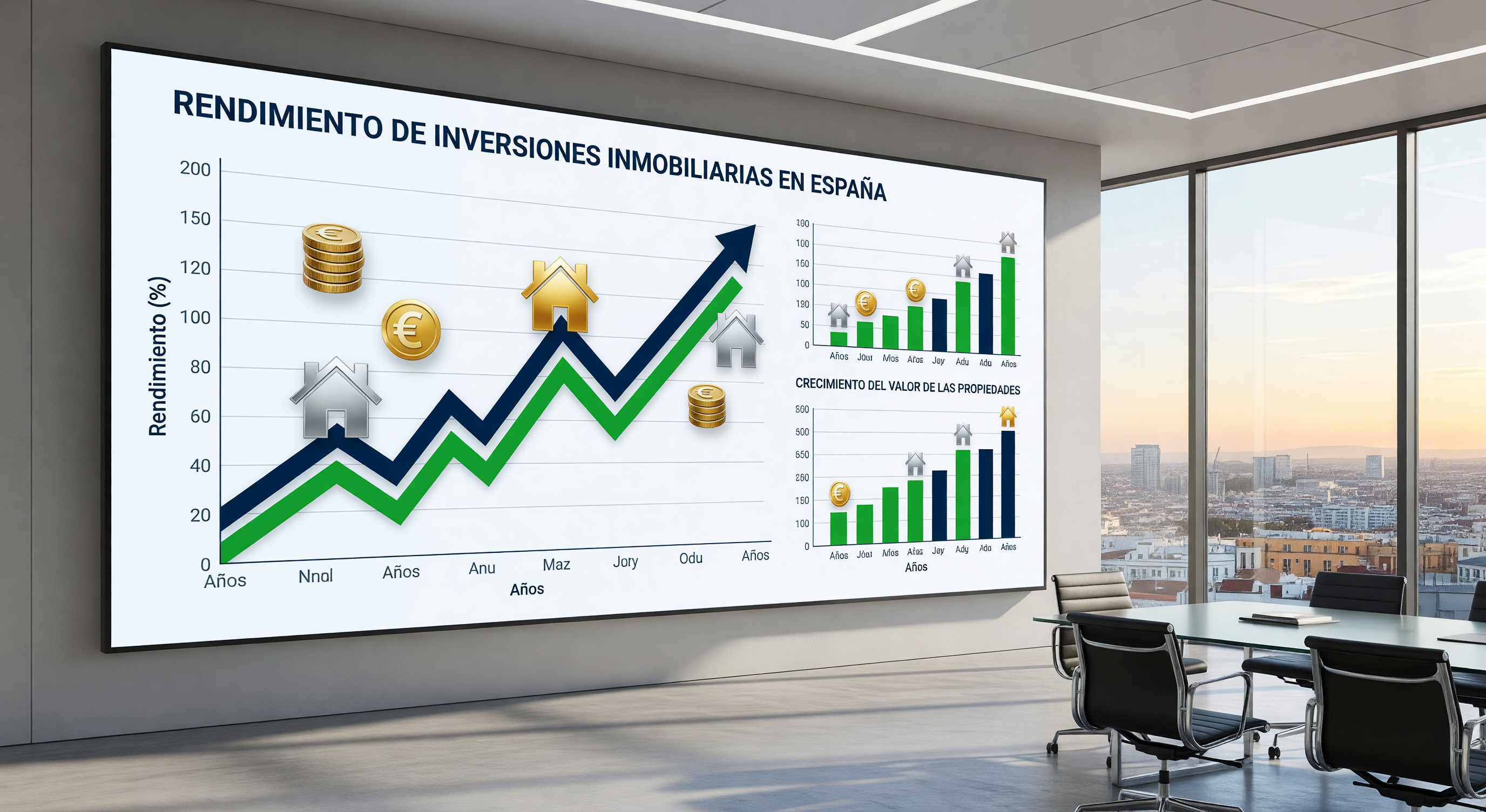 Gráfico de crecimiento en inversión inmobiliaria